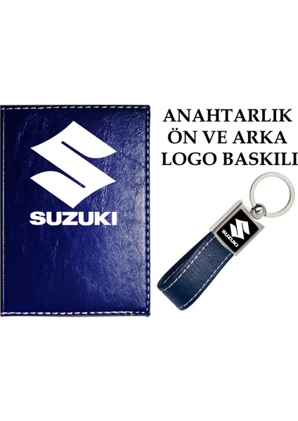 Suzukı Logolu Lacivert Ruhsat Kabı ve Suzukı Logolu Anahtarlık