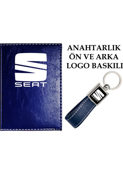 Seat Logolu Lacivert Ruhsat Kabı ve Seat Logolu Anahtarlık