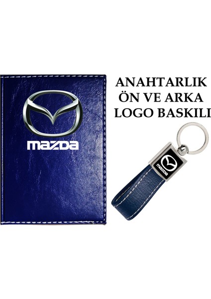 Mazda Logolu Lacivert Ruhsat Kabı ve Mazda Logolu Anahtarlık
