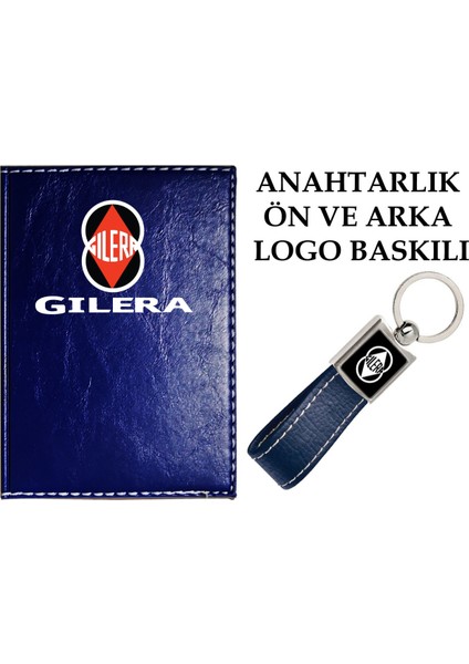 Gılera Logolu Lacivert Ruhsat Kabı ve Gılera Logolu Anahtarlık
