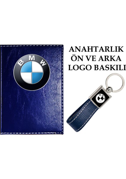 Promosyon Denizi Bmw Logolu Lacivert Ruhsat Kabı ve Bmw Logolu Anahtarlık