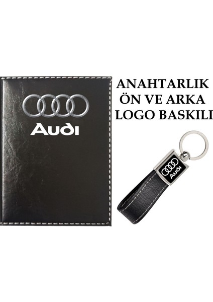 Audi Logolu Siyah Ruhsat Kabı ve Audi Logolu Anahtarlık