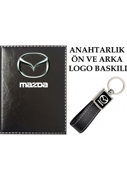 Mazda Logolu Siyah Ruhsat Kabı ve Mazda Logolu Anahtarlık