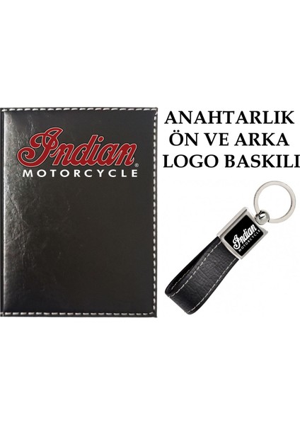 Indıan Logolu Siyah Ruhsat Kabı ve Indıan Logolu Anahtarlık