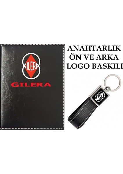Gılera Logolu Siyah Ruhsat Kabı ve Gılera Logolu Anahtarlık
