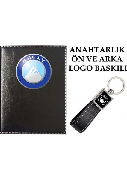 Geely Logolu Siyah Ruhsat Kabı ve Geely Logolu Anahtarlık