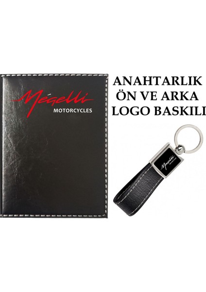 Megellı Logolu Siyah Ruhsat Kabı ve Megellı Logolu Anahtarlık