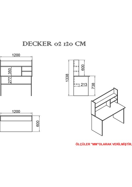 Decker 120 cm Çalışma Masası