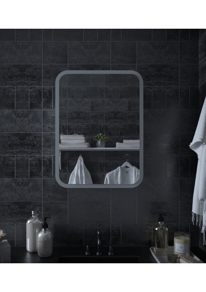 Beyaz Oval Dekorasyon Banyo Dolabı