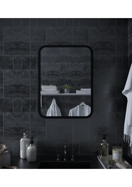 Siyah Oval Dekorasyon Banyo Dolabı