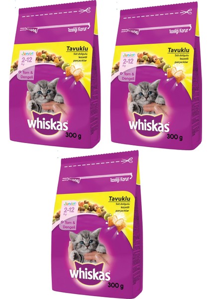 Tavuklu Yavru Kuru Kedi Maması 300 gr (3 Adet)