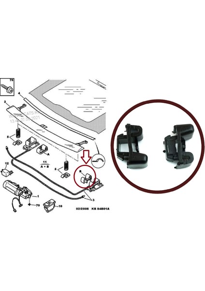 BSR605 Peugeot 206 Için Sunroof Halat Spiral Uç Klips Tutucu Bakalit 842470 fiyatları