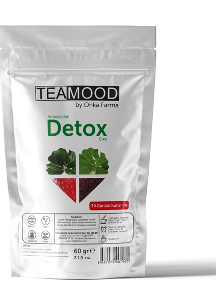 Şekersiz Bitki Çayı Detox Çayı 60 gr