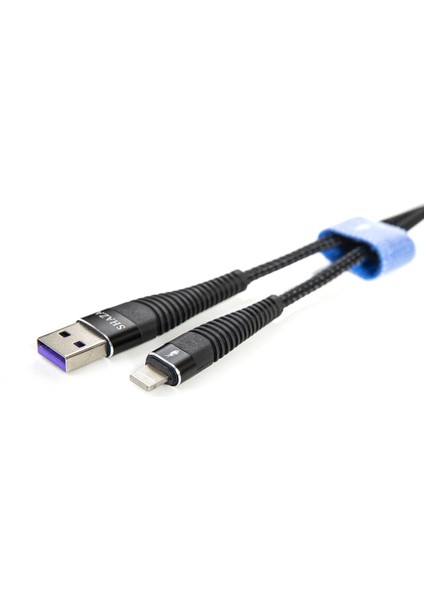 Apple iPhone Uyumlu Lightning 5A 100 W Örgülü Hızlı Şarj ve Data Kablosu 1 Metre