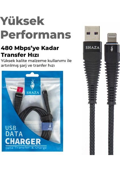 Apple iPhone Uyumlu Lightning 5A 100 W Örgülü Hızlı Şarj ve Data Kablosu 1 Metre