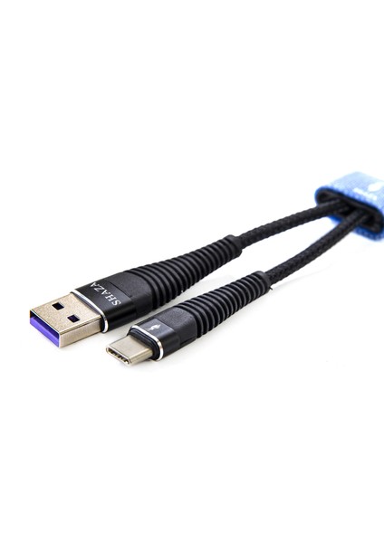 USB Type-C Pd 5A 100 W Örgülü Hızlı Şarj ve Data Kablosu 2 Metre
