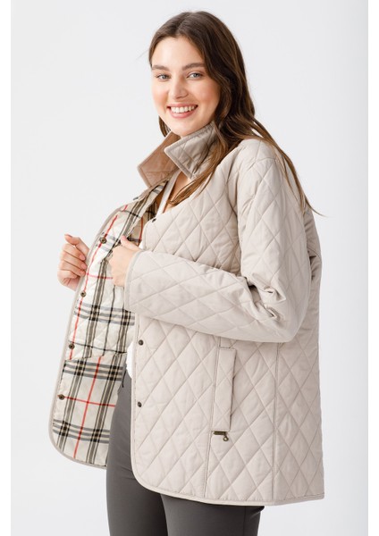 Kadın Kapitone Araboy Ceket 02421433 Bej modelleri