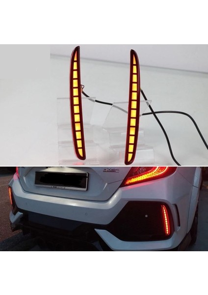 Honda civic fc5 için uygundur typer arka sis lambası kırmızı led 2016+ reflektör led