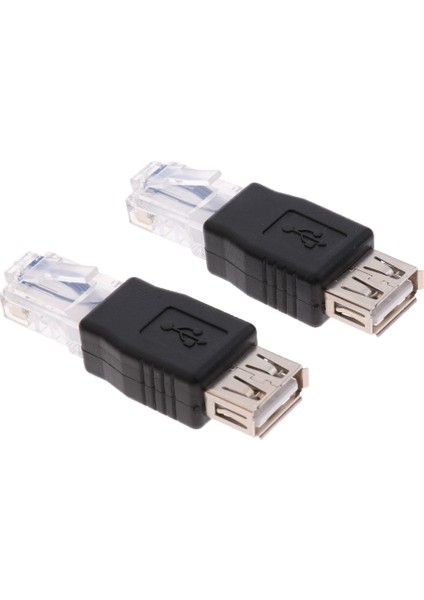 2x Ethernet Erkek Usb2.0 Kadın Adaptörü Fiş Soket Ağ Dönüştürücü (Yurt Dışından)