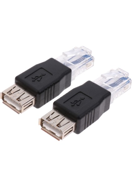 2x Ethernet Erkek Usb2.0 Kadın Adaptörü Fiş Soket Ağ Dönüştürücü (Yurt Dışından)