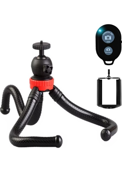 Tripod Esnek Flexible Tripod Telefon Tutucu ve Bluetooth Kumanda Shutter