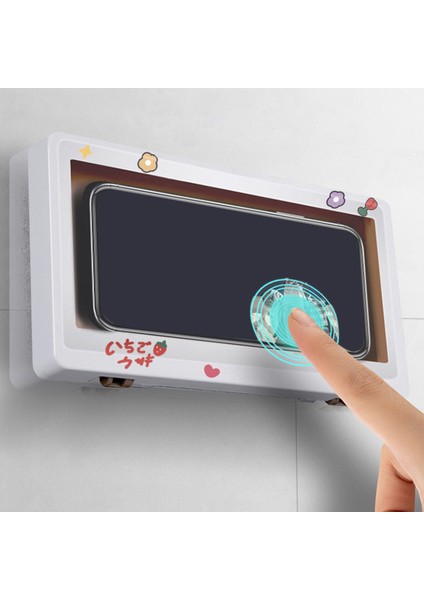 Yok Trace Dokunmasız Duvar Montajı Telefon Kutusu Tutucu Duş Aynası Beyaz (Yurt Dışından)