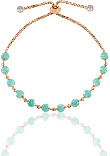 Gümüş Rose Kristalize Taşlı Asansörlü Bileklik