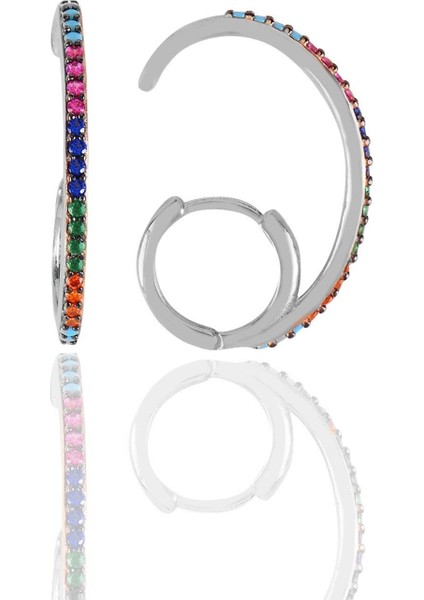 Gümüş Renkli Taşlı Özel Tasarım Klas Küpe