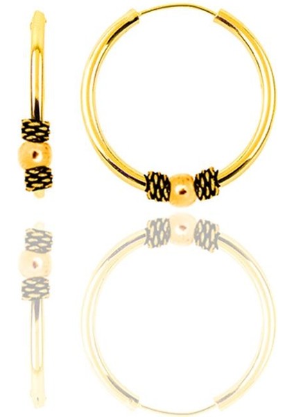 Gümüş Altın Yaldızlı 17 mm Toplu Halka Küpe