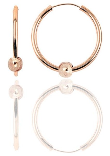 Gümüş Rose 14 mm Sade Toplu Halka Küpe