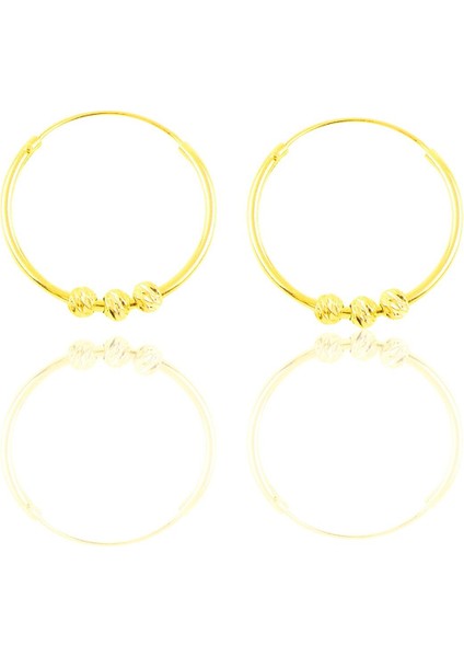 Gümüş Altın Yaldızlı 18 mm Dorica Halka Küpe