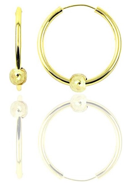 Gümüş Altın Yaldızlı 14 mm Sade Toplu Halka Küpe