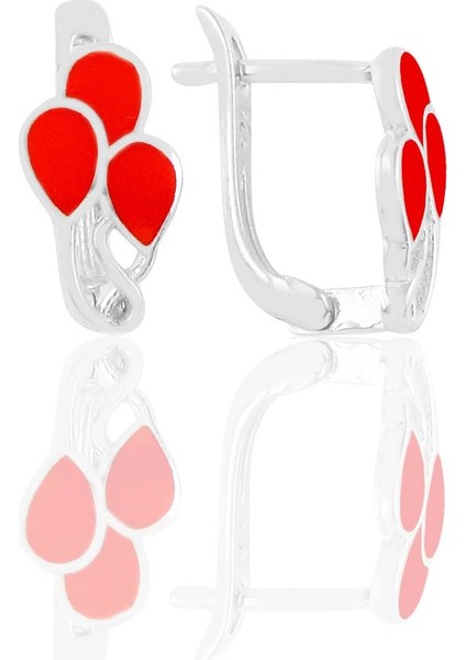 Gümüş Mineli Kırmızı Balonlar Küpe