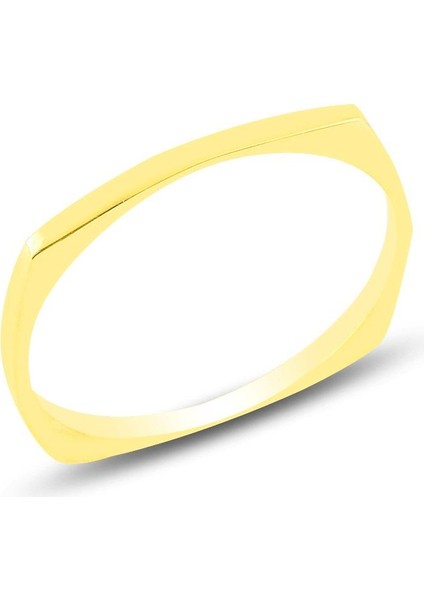 Gümüş Altın Yaldızlı Sade Delicate Gümüş Yüzük