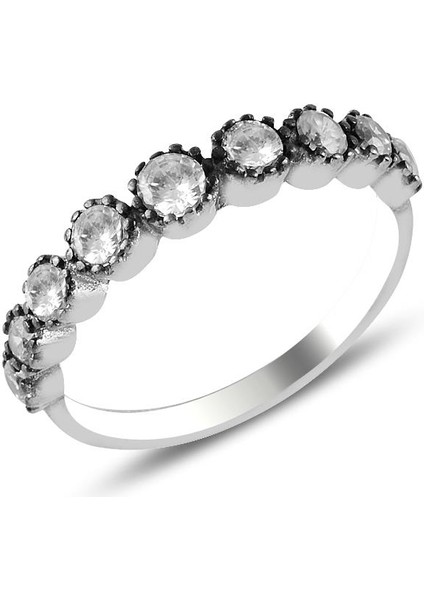 Gümüş Pırlanta Modeli Zirkon Taşlı Yüzük