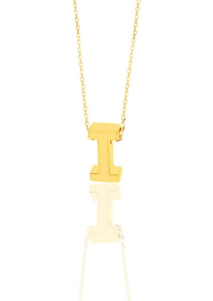 Gümüş Altın Yaldızlı Üç Boyutlu Minimal I Harf Kolye fiyatları