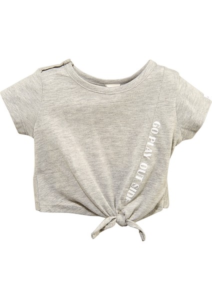 Kız Bebek Gri Bağlamalı Crop T-Shirt (9AY-4YAŞ) fırsatları