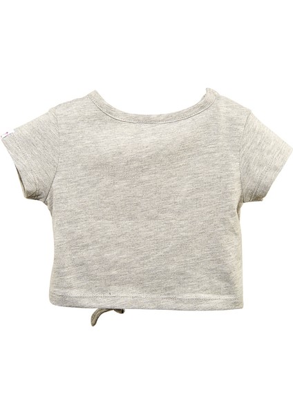 Kız Bebek Gri Bağlamalı Crop T-Shirt (9AY-4YAŞ)