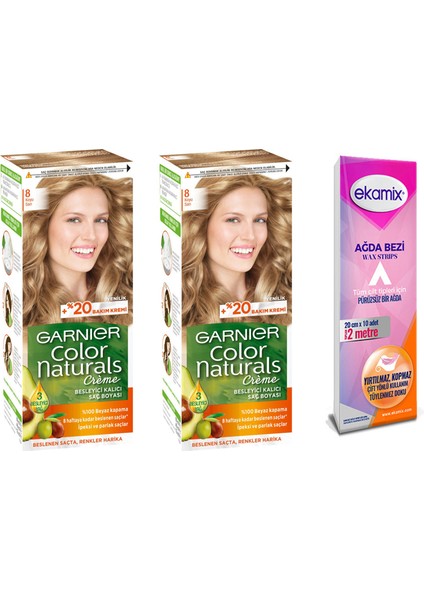 Color Naturals Set Boya 8 Koyu Sarı x 2 + Ekamix Ağda Bandı