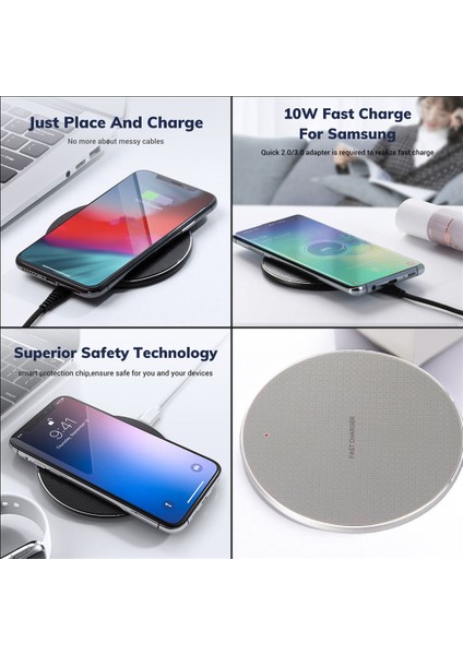 Kablosuz K8 Qi Hızlı 10 W Şarj Xs Max Xr x S10 S9 S8 + -, 101X6.6MM Gümüş (Yurt Dışından) modelleri