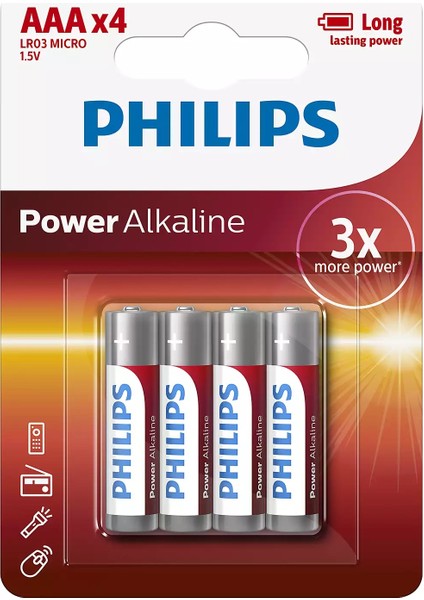 Power Alkalin Pil AAA X4 Lr03P4B05