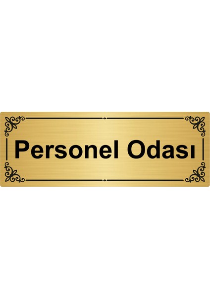 Personel Odası 7 x 20 cm Altın Renk Metal Yönlendirme Levhası