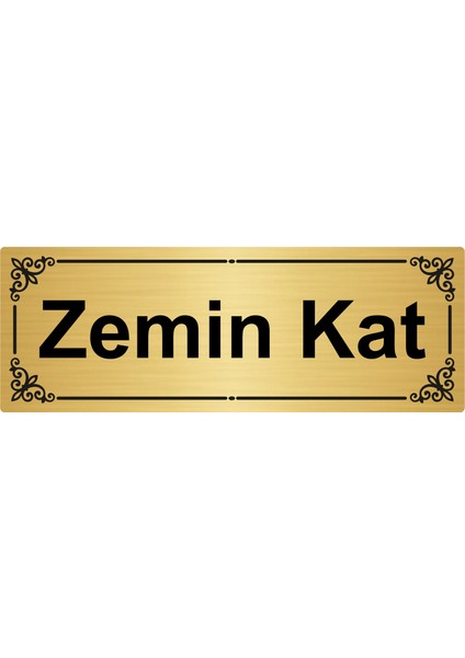 Zemin Kat 7 x 20 cm Altın Renk Metal Yönlendirme Levhası