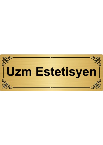 Uzm Estetisyen 7 x 20 cm Altın Renk Metal Yönlendirme Levhası