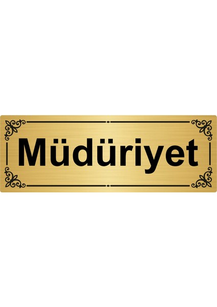 Müdüriyet 7 x 20 cm Altın Renk Metal Yönlendirme Levhası