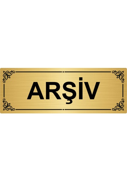 Arşiv 7 x 20 cm Altın Renk Metal Yönlendirme Levhası