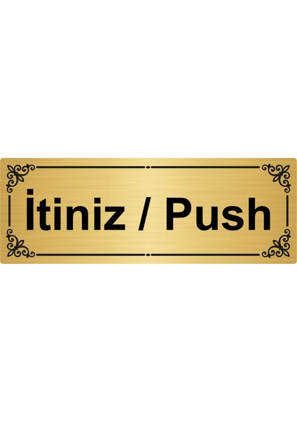 Itiniz/push 7 x 20 cm Altın Renk Metal Yönlendirme Levhası