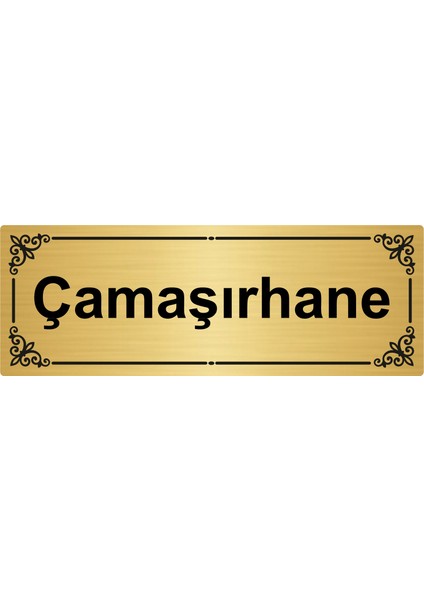 Çamaşırhane 7 x 20 cm Altın Renk Metal Yönlendirme Levhası