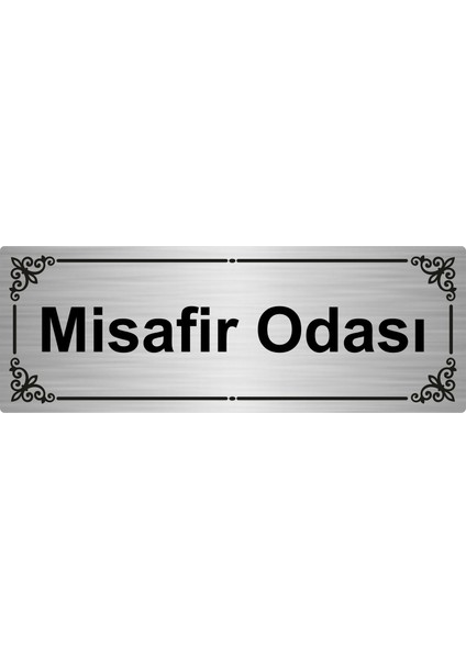 Misafir Odası 7 x 20 cm Gümüş Renk Metal Yönlendirme Levhası