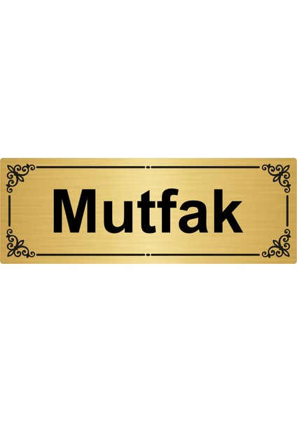 Mutfak 7 x 20 cm Altın Renk Metal Yönlendirme Levhası
